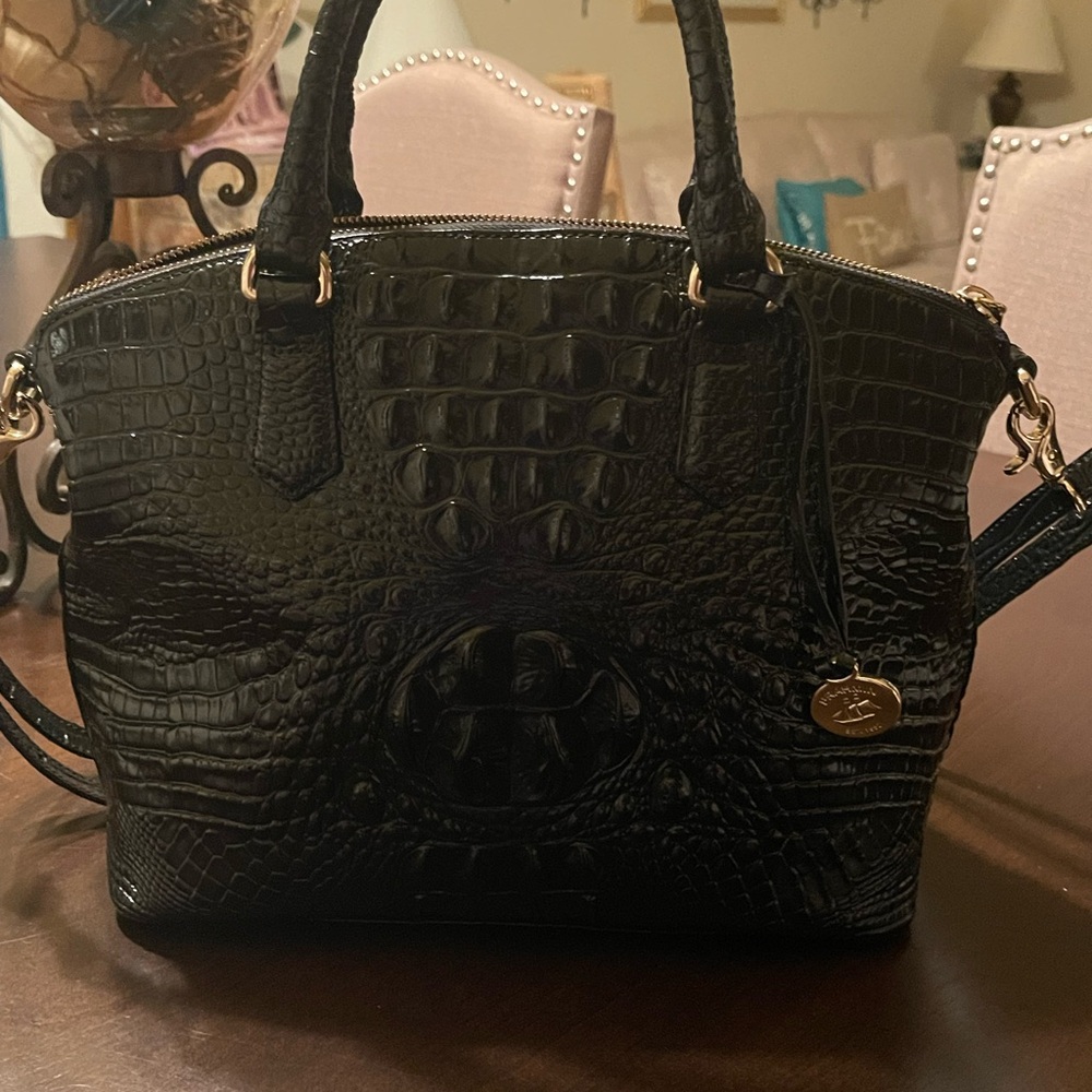 Brahmin black Melbourne medium duxbury satchel bag